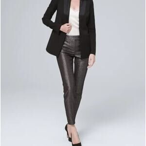 WHBM Ankle Pants Women's Size 6 Black Metallic Trouser Sparkle Workwear Glam